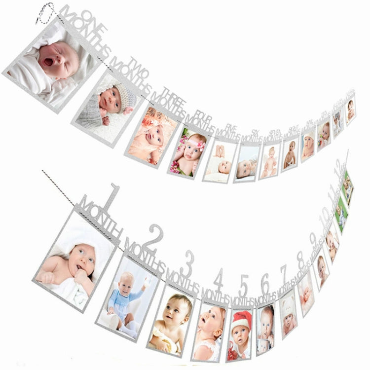 1° bambino 12 mesi compleanno tira bandiera foto da parete slogan banner mese foto clip fiore