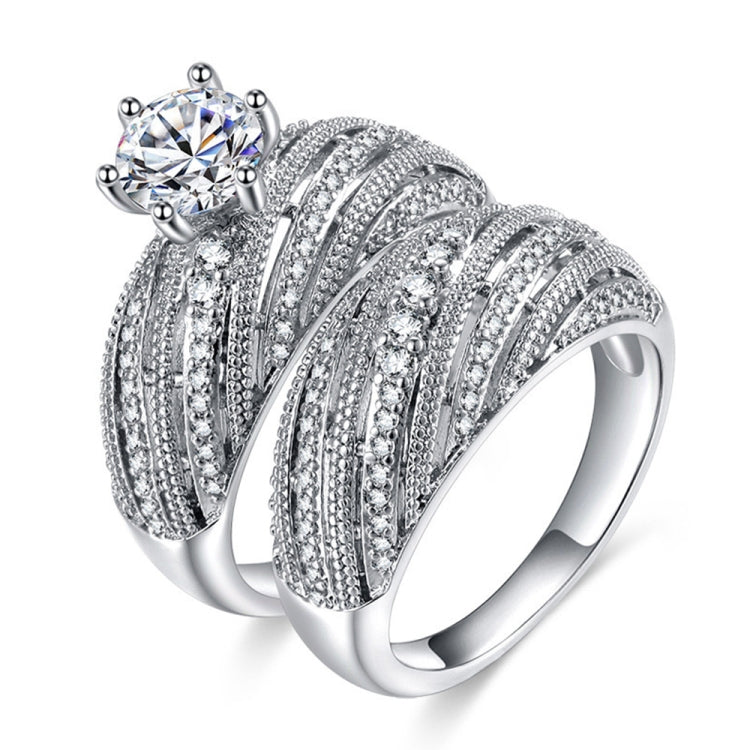 Fede nuziale vintage con diamante in argento 925 da donna, 2 pezzi, 5, 6, 7, 8, 9, 10, 11, 12