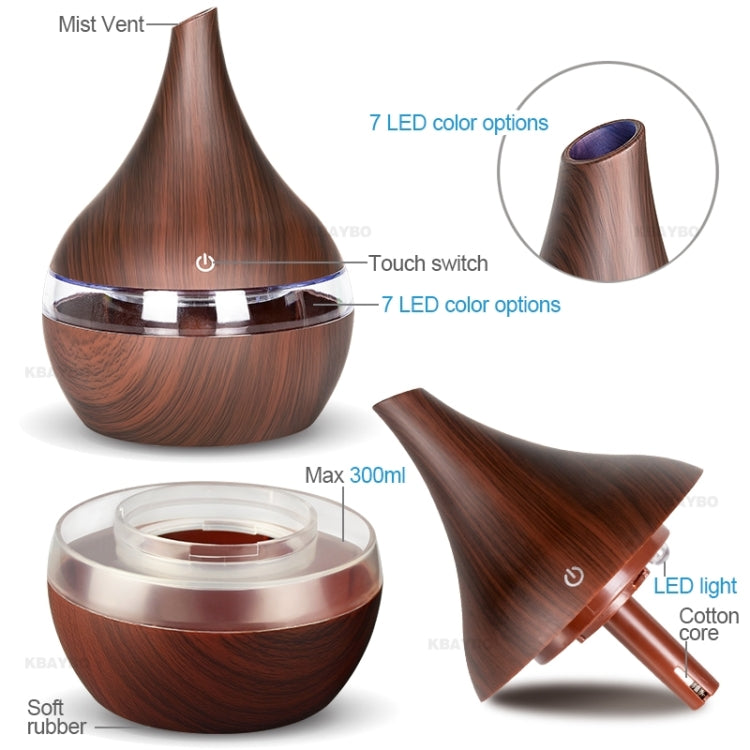 2 PZ 300 ml USB Elettrico Aroma diffusore d'aria legno Umidificatore ad ultrasuoni olio Essenziale Aromaterapia Freddo Mist Maker