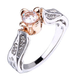 Fiore di rosa con fede nuziale con diamante per donna, 5, 6, 7, 8, 9, 10