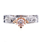 Fiore di rosa con fede nuziale con diamante per donna, 5, 6, 7, 8, 9, 10