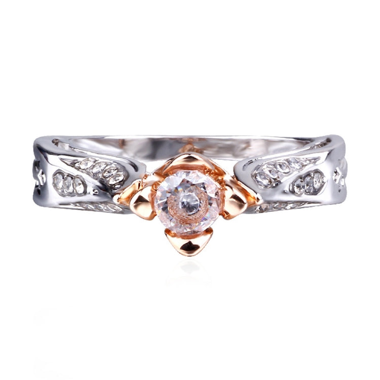 Fiore di rosa con fede nuziale con diamante per donna, 5, 6, 7, 8, 9, 10
