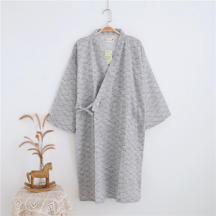 Pigiama Kimono Accappatoio a due piani in puro cotone da uomo, M, L