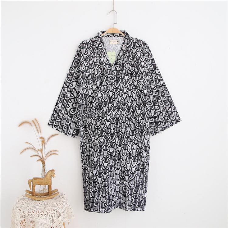 Pigiama Kimono Accappatoio a due piani in puro cotone da uomo, M, L
