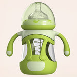Biberon in vetro borosilicato ad alto contenuto di silicone con custodia in silicone, 240ml