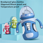 Biberon in vetro borosilicato ad alto contenuto di silicone con custodia in silicone, 240ml