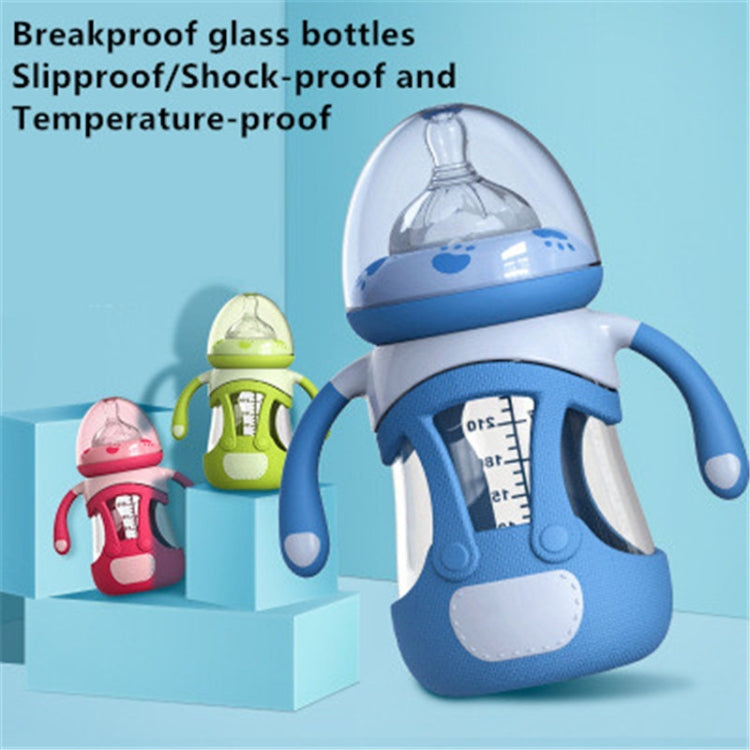 Biberon in vetro borosilicato ad alto contenuto di silicone con custodia in silicone, 240ml