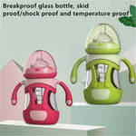 Biberon in vetro borosilicato ad alto contenuto di silicone con custodia in silicone, 240ml