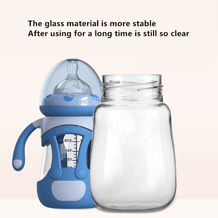 Biberon in vetro borosilicato ad alto contenuto di silicone con custodia in silicone, 240ml