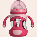 Biberon in vetro borosilicato ad alto contenuto di silicone con custodia in silicone, 240ml