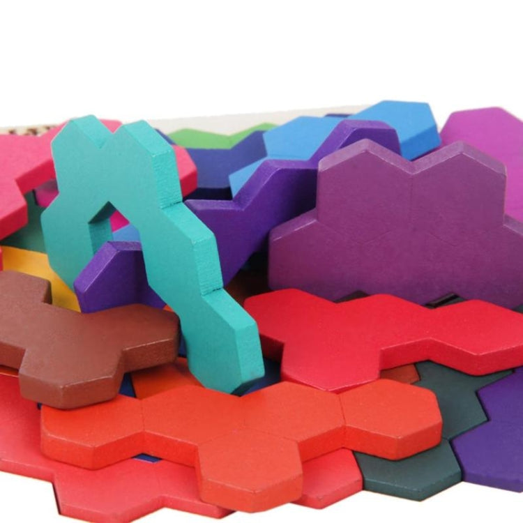 Puzzle in legno 3D per bambini Giocattolo per bambini Geometria Tangram Puzzle a nido d'ape IQ Brain Training Giocattoli educativi, 10 PCS, 14 PCS