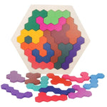 Puzzle in legno 3D per bambini Giocattolo per bambini Geometria Tangram Puzzle a nido d'ape IQ Brain Training Giocattoli educativi, 10 PCS, 14 PCS