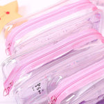 Simpatico astuccio in PVC con motivo maiale Astuccio colorato trasparente per ragazze con sabbie mobili, materiale scolastico di cancelleria creativa