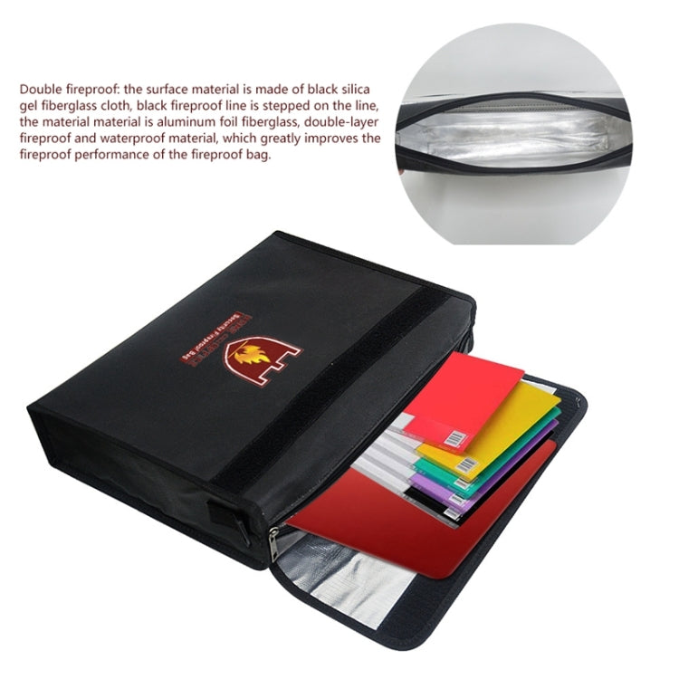Cartella per borsa sicura impermeabile resistente al fuoco portatile per archiviazione in tessuto in fibra di vetro per ufficio, Safe Bag Folder