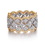 Anello con micro set di colori placcati Anello nuziale di lusso in oro con diamanti, Size:7, Size:6, Size:9, Size:8, Size:10