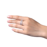 Anello con micro set di colori placcati Anello nuziale di lusso in oro con diamanti, Size:7, Size:6, Size:9, Size:8, Size:10