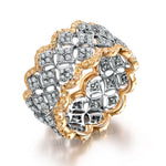 Anello con micro set di colori placcati Anello nuziale di lusso in oro con diamanti, Size:7, Size:6, Size:9, Size:8, Size:10