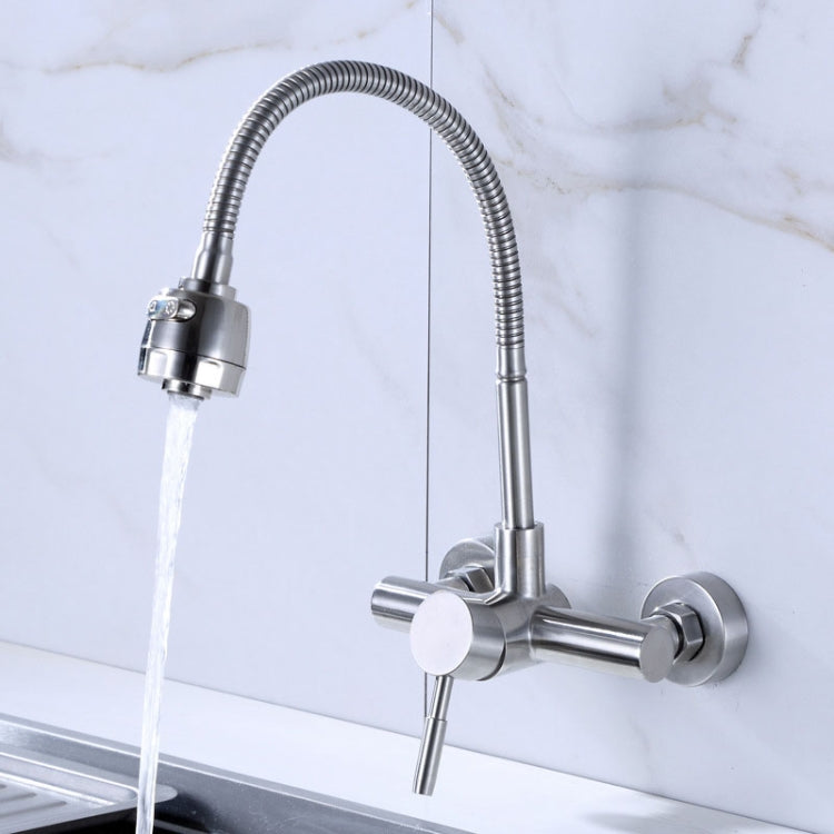 Rubinetto dell'acqua per tubo flessibile a rotazione libera con miscelatore per lavello da cucina a parete in materiale in acciaio inossidabile, Rotation Hose Water Tap