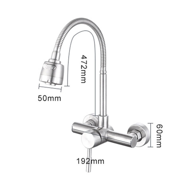 Rubinetto dell'acqua per tubo flessibile a rotazione libera con miscelatore per lavello da cucina a parete in materiale in acciaio inossidabile, Rotation Hose Water Tap