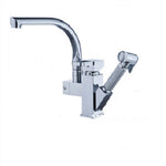 Rubinetto da cucina Miscelatore Maniglia singola Due beccucci girevoli Rubinetto per acqua calda fredda Rubinetto per scarico estraibile, Low, Hight