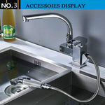 Rubinetto da cucina Miscelatore Maniglia singola Due beccucci girevoli Rubinetto per acqua calda fredda Rubinetto per scarico estraibile, Low, Hight