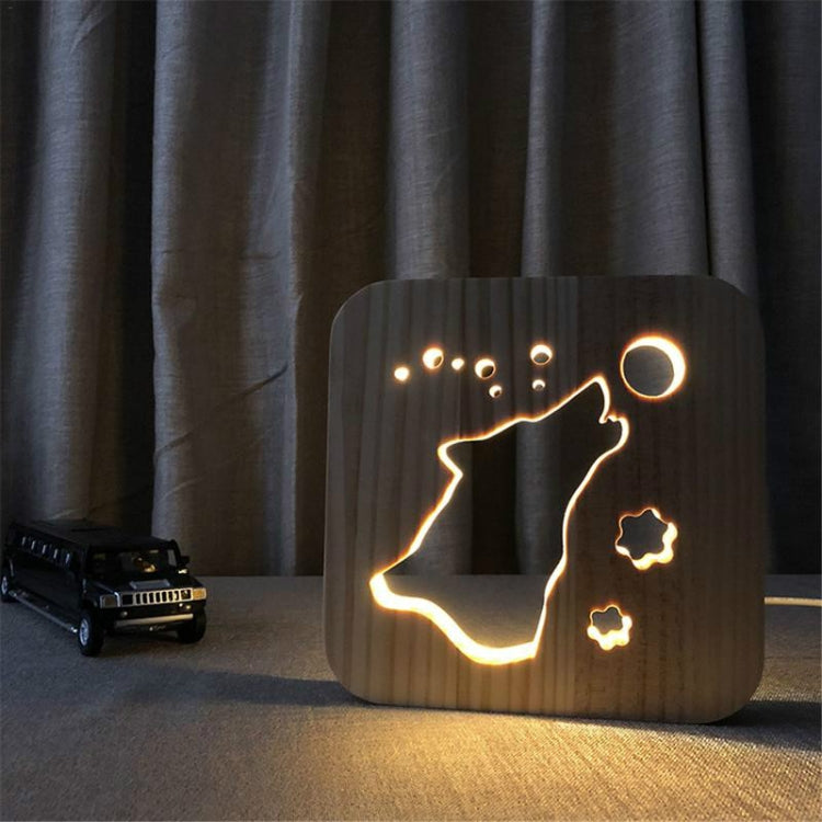 Lampada da notte in legno di forma creativa Decorazione della camera da letto Luce calda LED, Bones, Cat Paw, Dog, Wolve