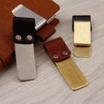 Portapenne in metallo e pelle Portapenne per notebook con clip per matita in acciaio inossidabile, Gold-Brown, Silver-Brown, Silver-Black