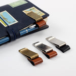 Portapenne in metallo e pelle Portapenne per notebook con clip per matita in acciaio inossidabile, Gold-Brown, Silver-Brown, Silver-Black