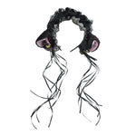Accessorio per capelli da donna con fascia per orecchie di gatto in pizzo carino