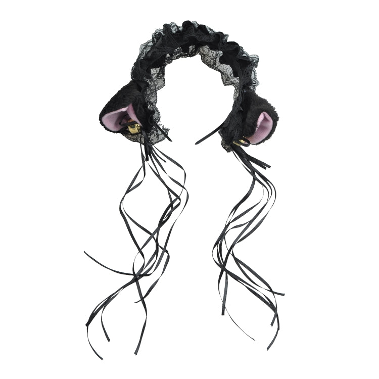 Accessorio per capelli da donna con fascia per orecchie di gatto in pizzo carino