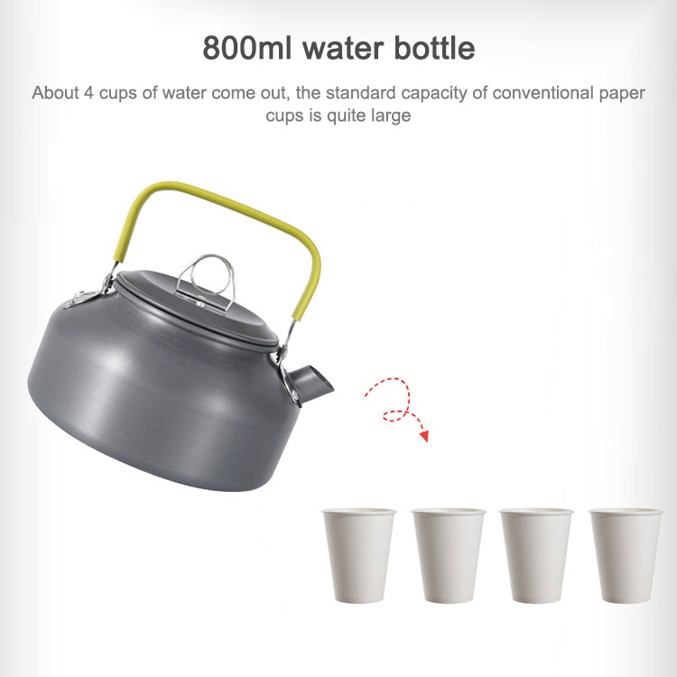 Caffettiera con bollitore per teiera in alluminio da picnic portatile da alpinismo da 0,8 litri, 0.8L