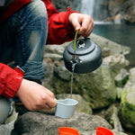 Caffettiera con bollitore per teiera in alluminio da picnic portatile da alpinismo da 0,8 litri, 0.8L