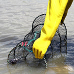 Rete da pesca pieghevole rotonda con gabbia per granchio a molla, Small
