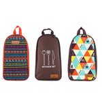 CLS 7-in-1 Outdoor 201 Set di pentole in acciaio inossidabile Utensili da cucina per picnic Borsa da picnic portatile, 7 in 1 Coffee, 7 in 1 Triangle Pattern