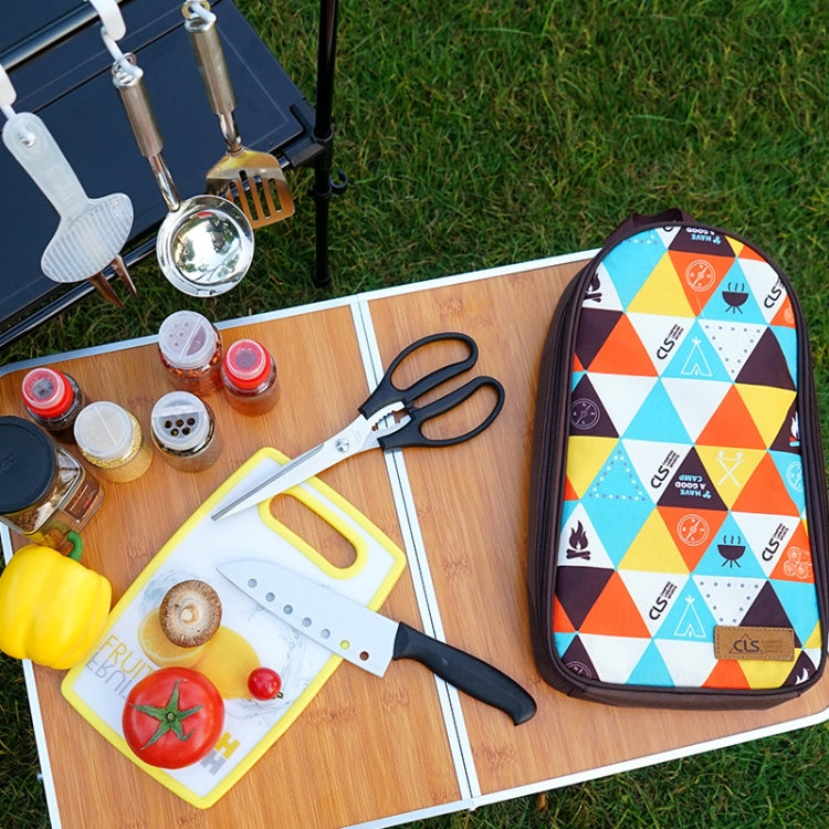 CLS 7-in-1 Outdoor 201 Set di pentole in acciaio inossidabile Utensili da cucina per picnic Borsa da picnic portatile, 7 in 1 Coffee, 7 in 1 Triangle Pattern