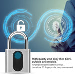 Lucchetto per porta USB ricaricabile Lucchetto per impronte digitali Sblocco rapido Blocco di sicurezza in metallo intelligente senza chiave, Keyless Smart Metal Lock