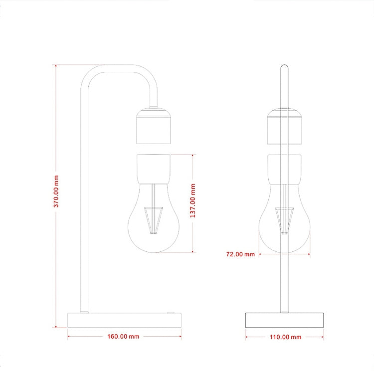 Lampada da tavolo per casa con lampadina galleggiante a LED con tecnologia di decorazione a levitazione magnetica da 16 W, Black