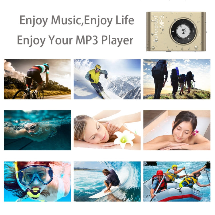 IPX8 Impermeabile Nuoto Immersione Sport Lettore musicale MP3 con clip e auricolare, supporto FM, 4GB, 8GB