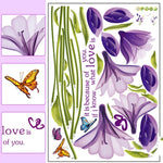 Decorazioni per la casa Fai da te Poster di fiori di giglio viola Adesivi decorativi da parete per soggiorno Adesivi impermeabili rimovibili, M, L