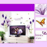 Decorazioni per la casa Fai da te Poster di fiori di giglio viola Adesivi decorativi da parete per soggiorno Adesivi impermeabili rimovibili, M, L