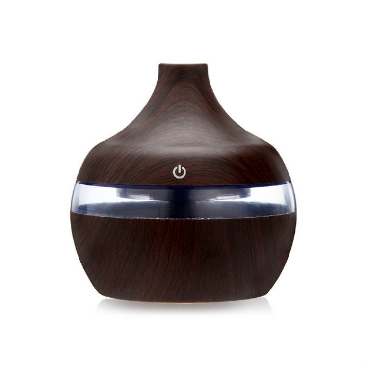 Umidificatore muto purificatore d'aria per aromaterapia con venature del legno USB a forma di goccia da 300 ml, Deep Wood Grain, Light Wood Grain