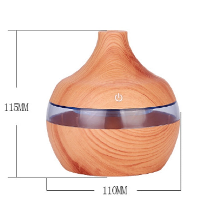 Umidificatore muto purificatore d'aria per aromaterapia con venature del legno USB a forma di goccia da 300 ml, Deep Wood Grain, Light Wood Grain