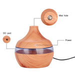 Umidificatore muto purificatore d'aria per aromaterapia con venature del legno USB a forma di goccia da 300 ml, Deep Wood Grain, Light Wood Grain