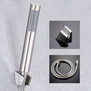 Soffione doccia con ugello palmare a barra tonda in acciaio inossidabile pressurizzato a risparmio idrico in tre pezzi, Three-piece Shower