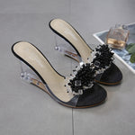 Tacchi a zeppa donna con strass in vetro altezza 8.5 cm