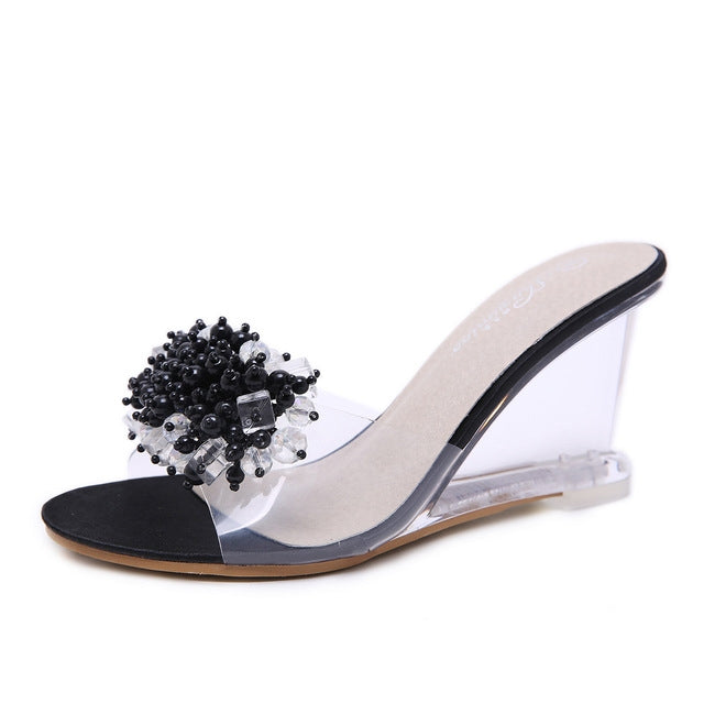 Tacchi a zeppa donna con strass in vetro altezza 8.5 cm