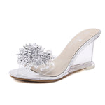 Tacchi a zeppa donna con strass in vetro altezza 8.5 cm