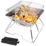 Griglia per barbecue sollevabile Griglia per barbecue pieghevole in acciaio inossidabile da campeggio Griglia a carbone di legna, 31x31x21cm