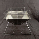 Griglia per barbecue sollevabile Griglia per barbecue pieghevole in acciaio inossidabile da campeggio Griglia a carbone di legna, 31x31x21cm