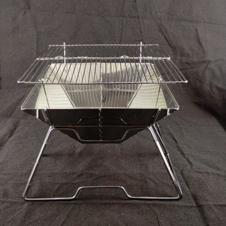 Griglia per barbecue sollevabile Griglia per barbecue pieghevole in acciaio inossidabile da campeggio Griglia a carbone di legna, 31x31x21cm